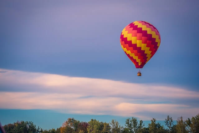 a flight with hot air balloon. 