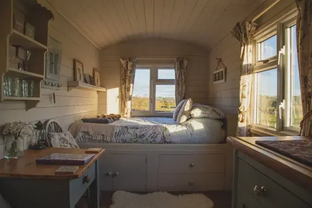 bedroom in a caravan