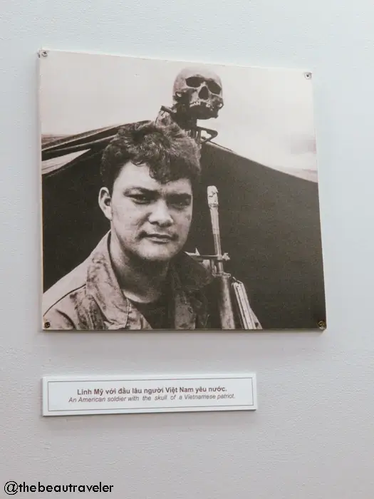 A photo during Vietnam War, one of the exhibitions at War Remnants Museum in HCMC, Vietnam.