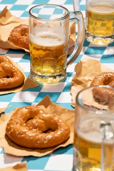 beer and pretzels to enjoy during Oktoberfest in Munich, Germany.