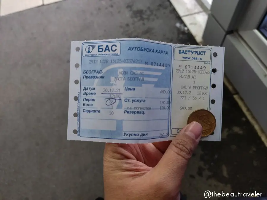 Bus ticket in Serbia.