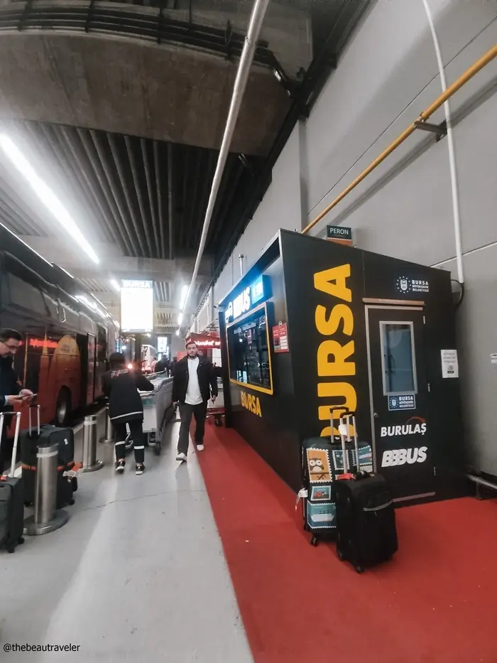 The ticket box for BBBus, bus to Bursa, at Istanbul New Airport in Istanbul, Turkiye.