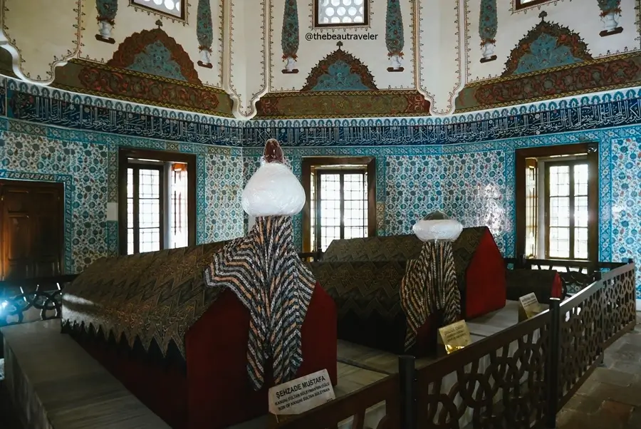 Sehzade Mustafa and Mahidevran Sultan's tomb at Muradiye Complex in Bursa, Turkiye.