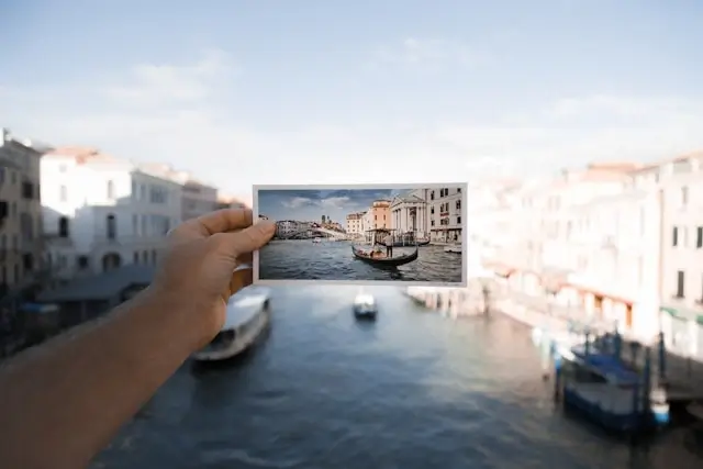 travel postcard in Venice, Italy.