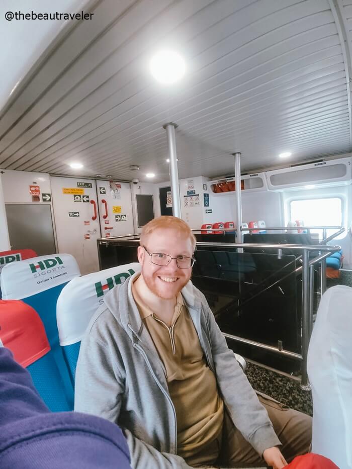 The seat in the ferry service from Istanbul to Bursa, Turkey.