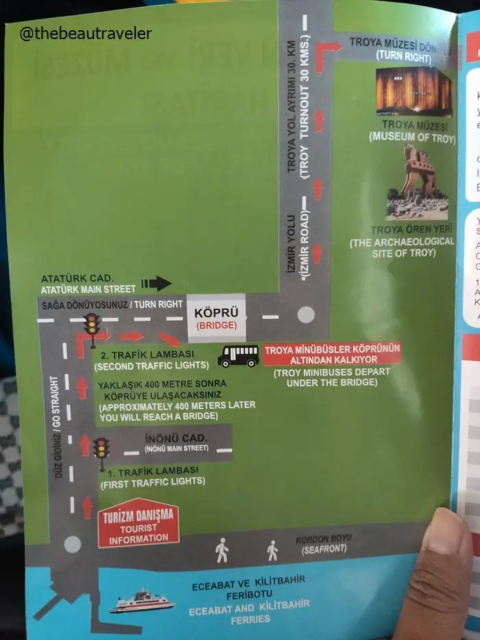 Map to get to the minibus station that takes you to Troy from Canakkale, Turkey.