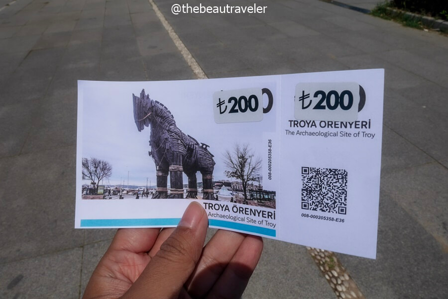 The entrance ticket to the Archaeological Site of Troy, Turkey.