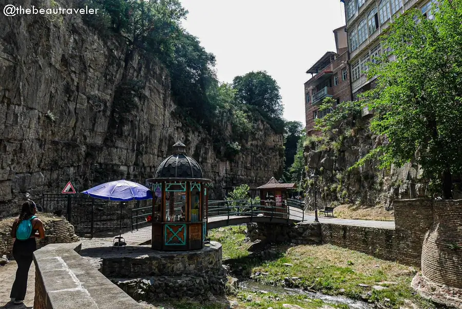 A stream of Mtkvari River in Tbilisi, Georgia.