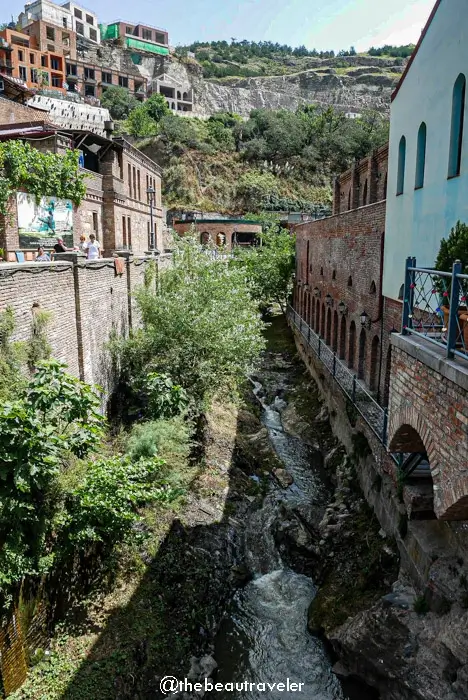 A stream of Mtkvari River in Tbilisi, Georgia.