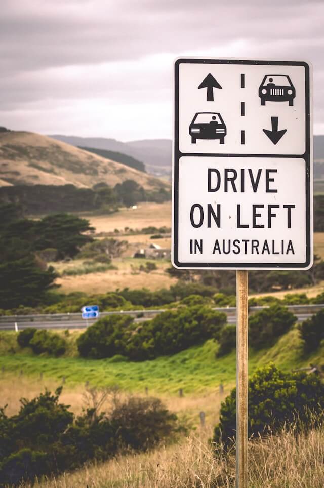 drive on left sign in australia