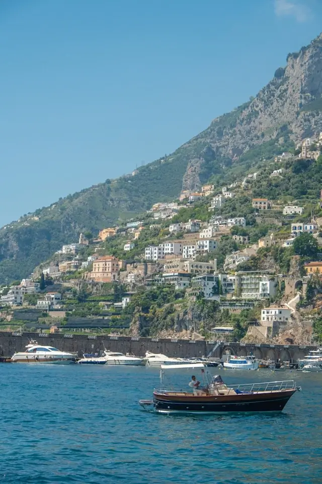 speedboat in Amalfi Coast, Italy.