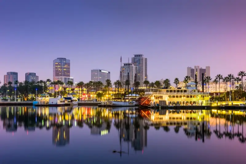 night view of long beach, california