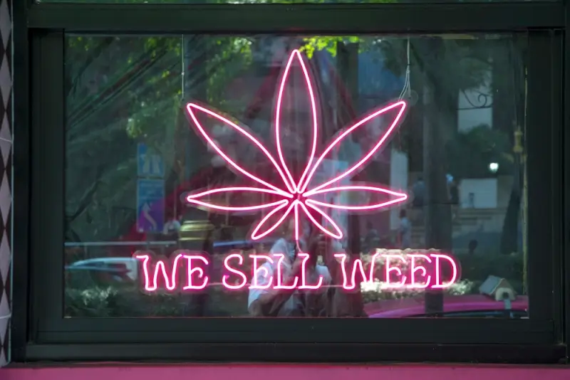 a sign of weed shop in bangkok, thailand