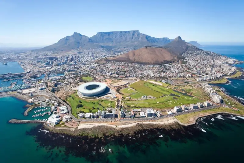 the aerial view of cape town, south africa