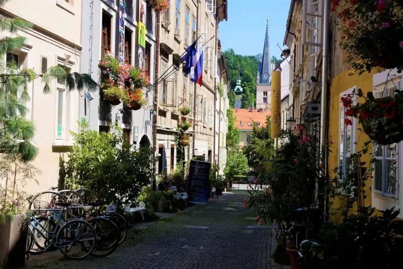 bikes in ljubljana city center, slovenia