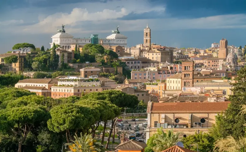 view from the orange garden in rome, italy