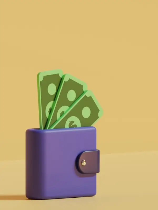 Travel budget planning with wallet and money for cost-effective vacation expenses