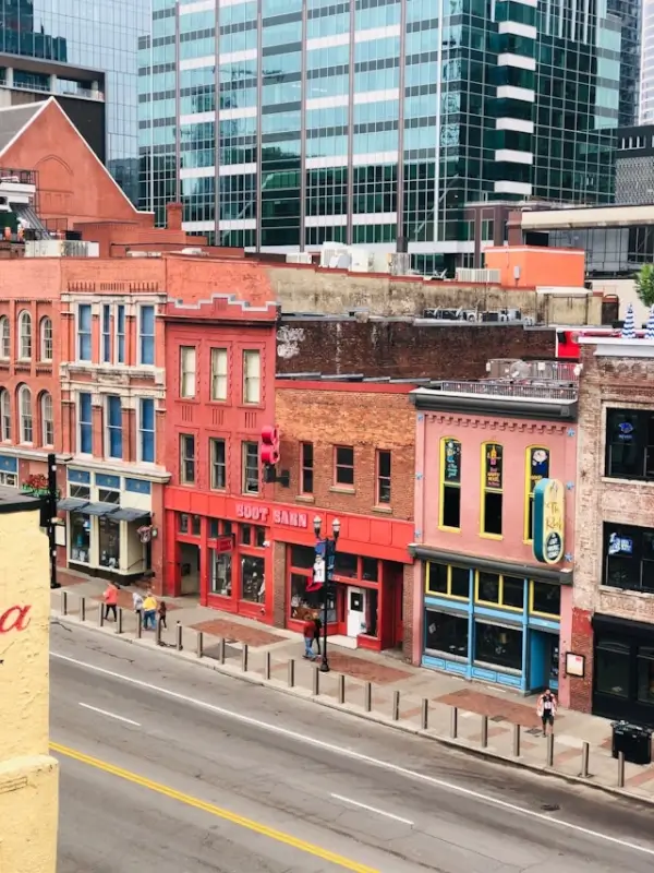 Nashville Broadway historic honky-tonk bars and modern downtown skyline perfect for bachelorette party bar crawls