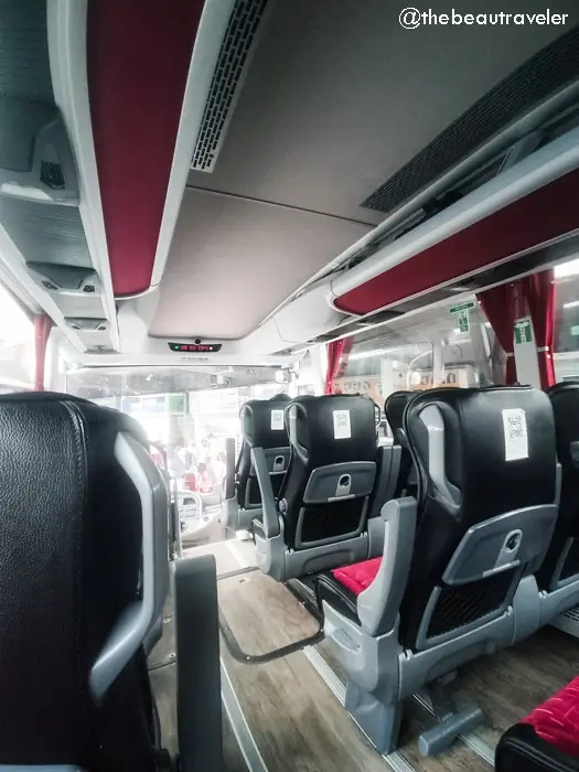 Comfortable single-seater bus interior with individual seats for long-distance Turkey to Georgia travel route