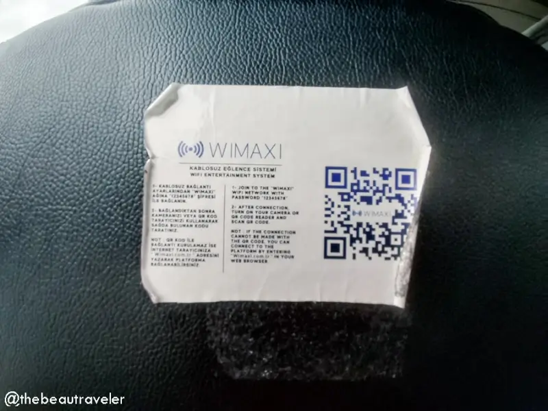 WIMAXI WiFi card with QR code for internet access on Turkish bus during Georgia to Turkey border crossing journey