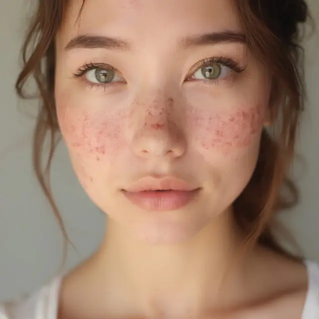 Woman with sensitive skin showing redness and irritation demonstrating importance of choosing gentle face serum products
