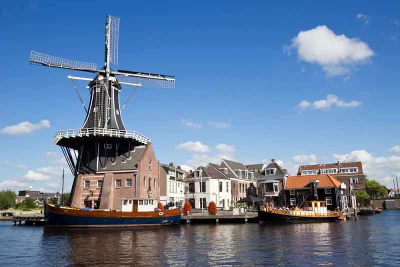 adriaan windmill in haarlem, the netherlands.